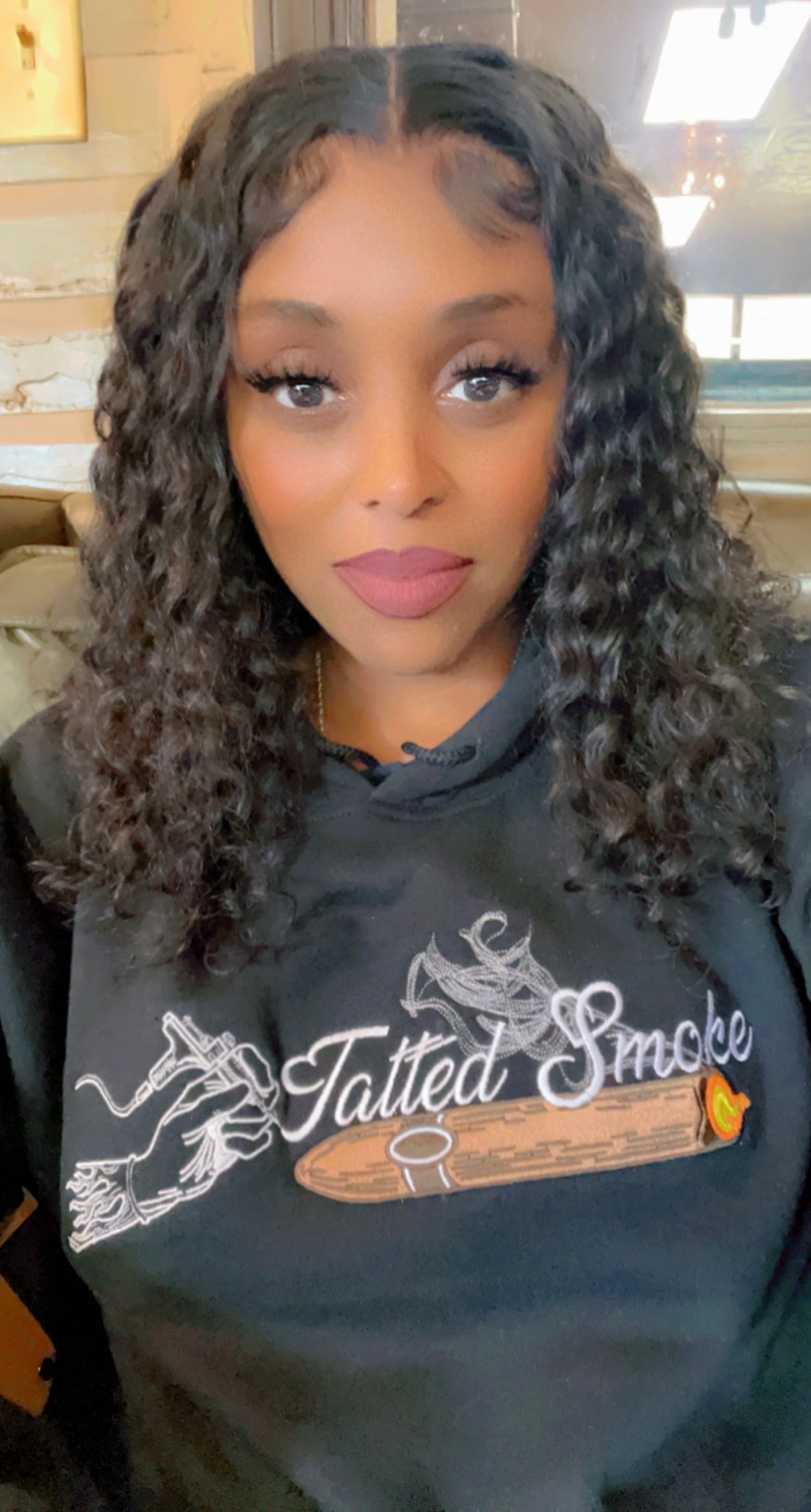 Tatted Smoke Embroidery Hoodie