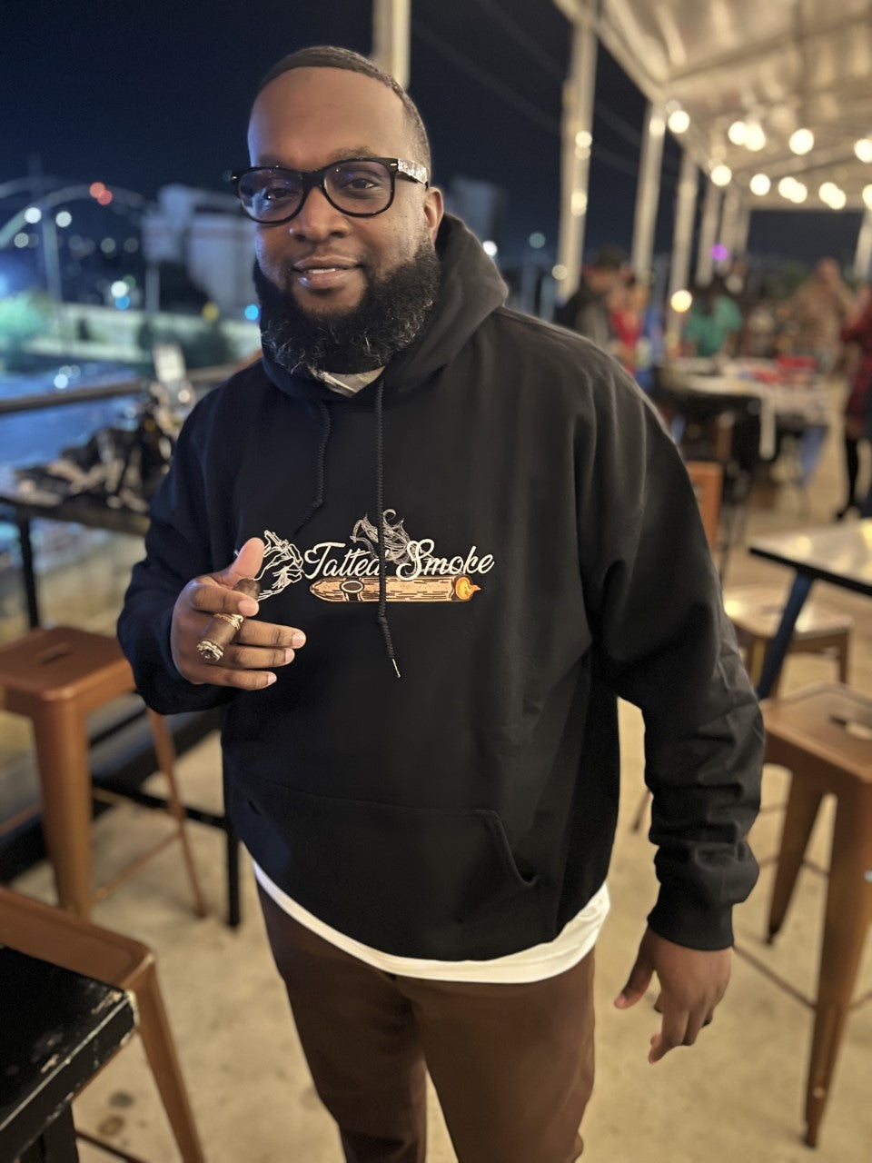 Tatted Smoke Embroidery Hoodie