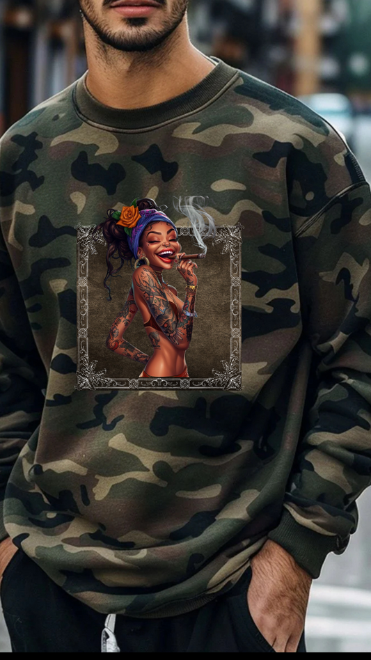 Camo Crazy Tattoo Chick Sweatshirt